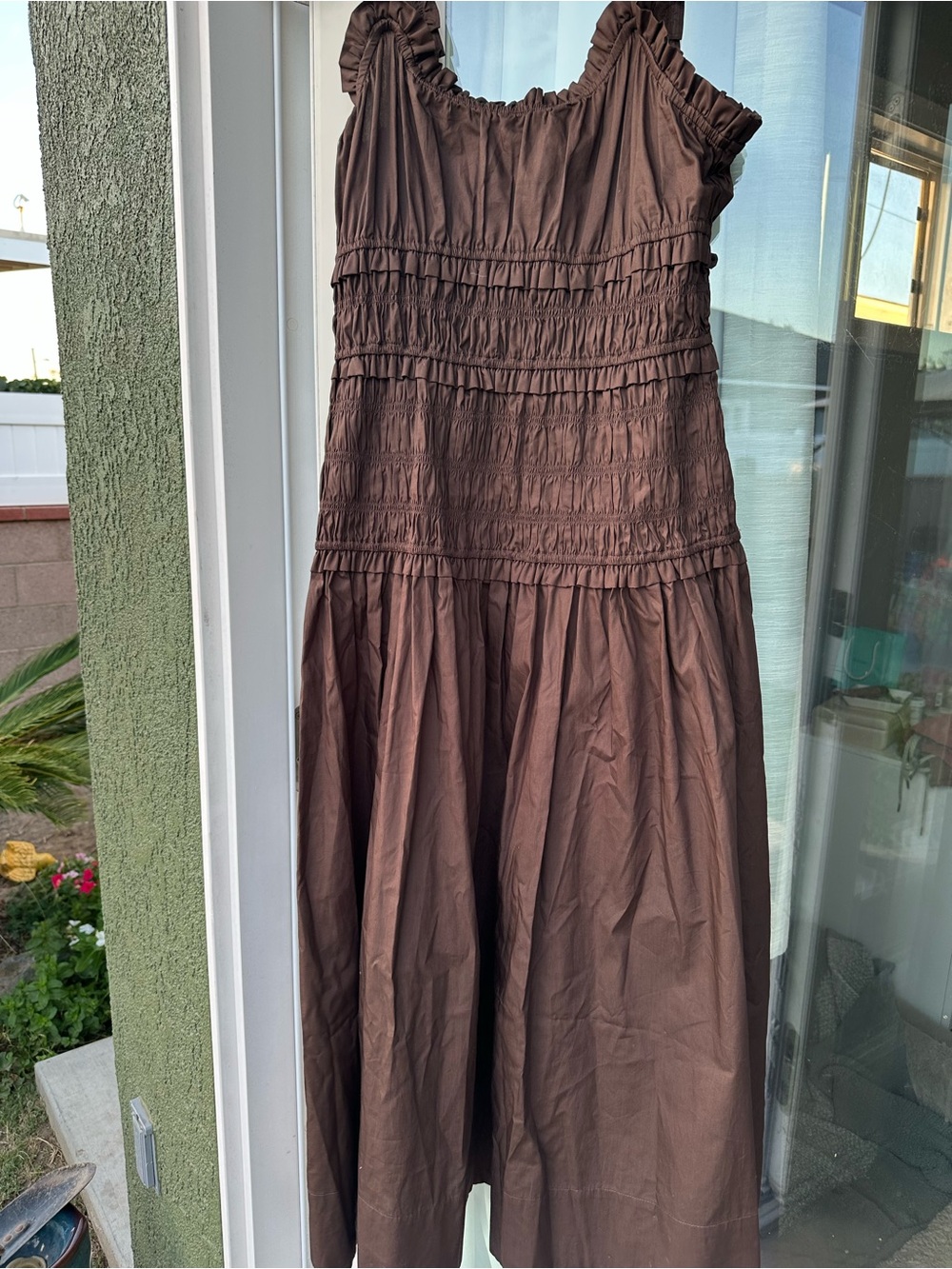 Caroline Constas Chocolate Brown Smocked Maxi Dress - Picture 2 of 9